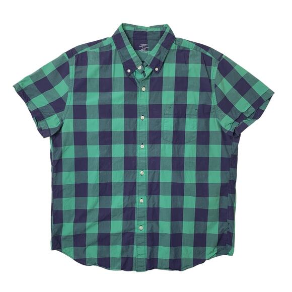 J Crew Shirt Mens XL Extra Large Light Weight Cotton Plaid Check Button Down - Picture 1 of 8